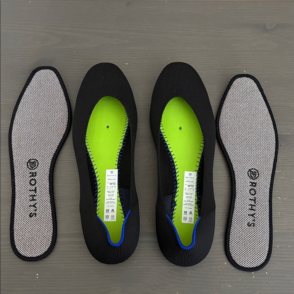 Rothy's‎ The Square Flats Womens Black Minimalist Neutral Slip On Knit Size 10 - Picture 8 of 12
